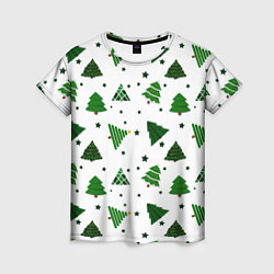Женская футболка Узор с зелеными елочками