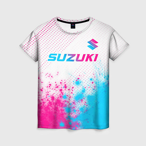 Женская футболка Suzuki neon gradient style: символ сверху / 3D-принт – фото 1