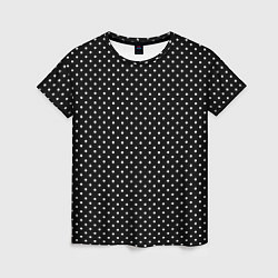 Женская футболка В мелкий горошек на черном фоне