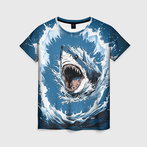 Женская футболка Морда акулы в воде / 3D-принт – фото 1