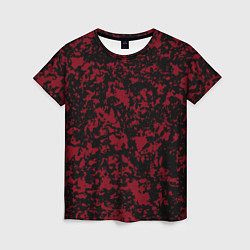 Женская футболка Красно-чёрная пятнистая текстура