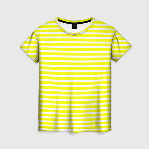 Женская футболка Жёлтый с белыми полосками / 3D-принт – фото 1