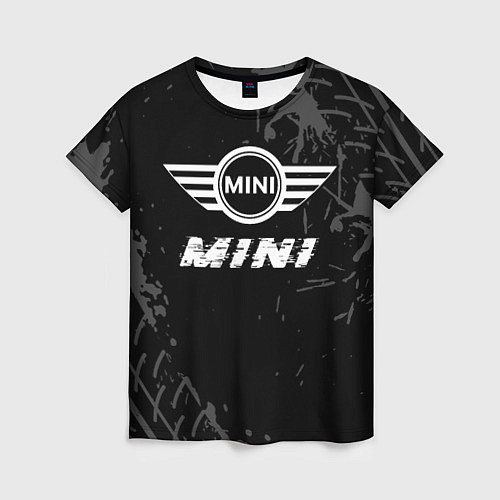 Женская футболка Mini speed на темном фоне со следами шин / 3D-принт – фото 1