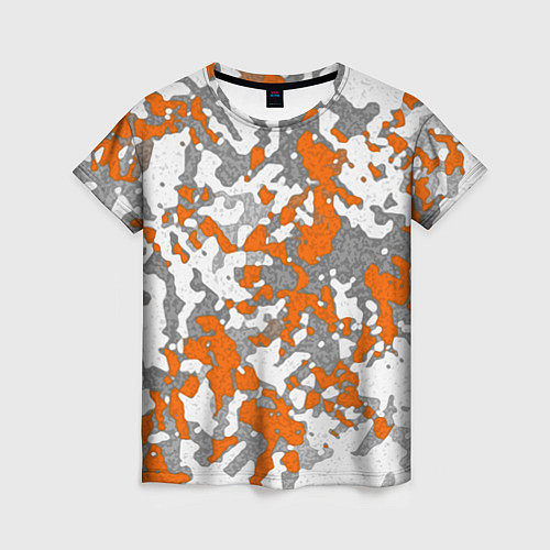 Женская футболка Абстракция серо-оранжевый / 3D-принт – фото 1