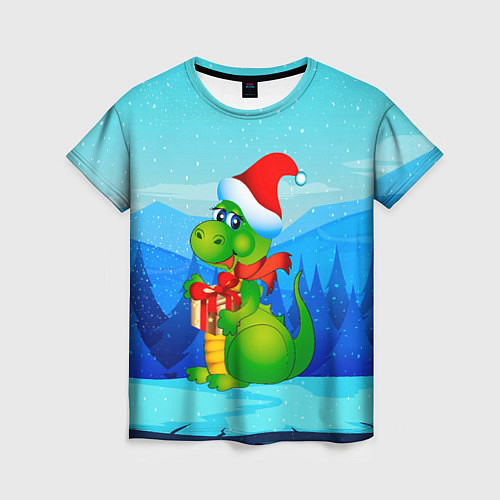 Женская футболка Дракон с подарком новый год / 3D-принт – фото 1
