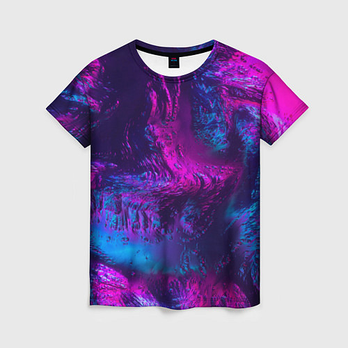 Женская футболка Неоновая абстракция синий и розовый / 3D-принт – фото 1