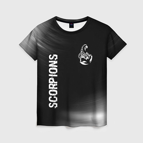 Женская футболка Scorpions glitch на темном фоне вертикально / 3D-принт – фото 1