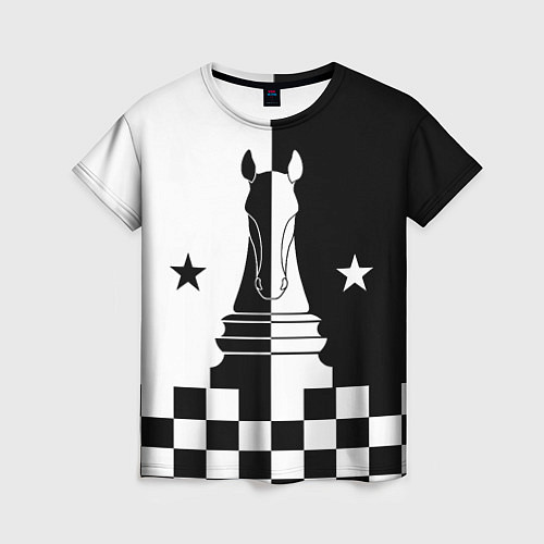 Женская футболка Шахматный конь / 3D-принт – фото 1