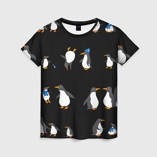 Женская футболка Веселая семья пингвинов / 3D-принт – фото 1