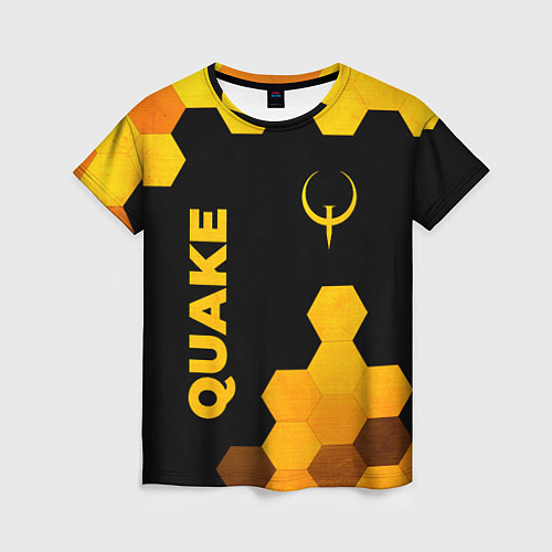 Женская футболка Quake - gold gradient вертикально / 3D-принт – фото 1