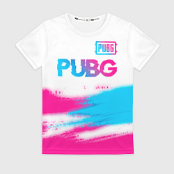 Футболка женская PUBG neon gradient style посередине, цвет: 3D-принт