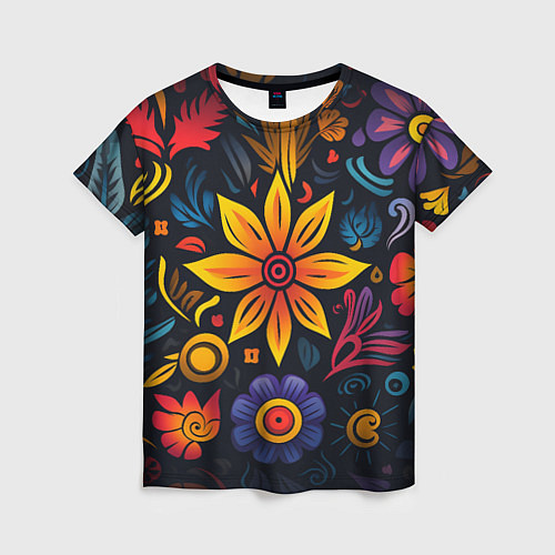 Женская футболка Растительный узор в латино-американском стиле / 3D-принт – фото 1