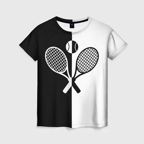 Женская футболка Теннис - чёрно белое / 3D-принт – фото 1