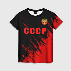 Женская футболка СССР герб брызги красок