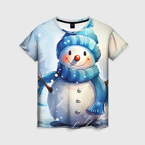 Женская футболка Большой снеговик / 3D-принт – фото 1