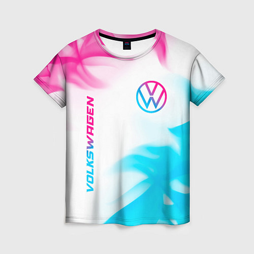 Женская футболка Volkswagen neon gradient style вертикально / 3D-принт – фото 1