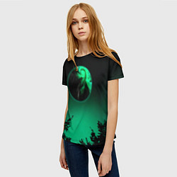Футболка женская Неоновая зеленая луна, цвет: 3D-принт — фото 2