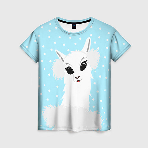 Женская футболка Лама - альпака в наушниках / 3D-принт – фото 1