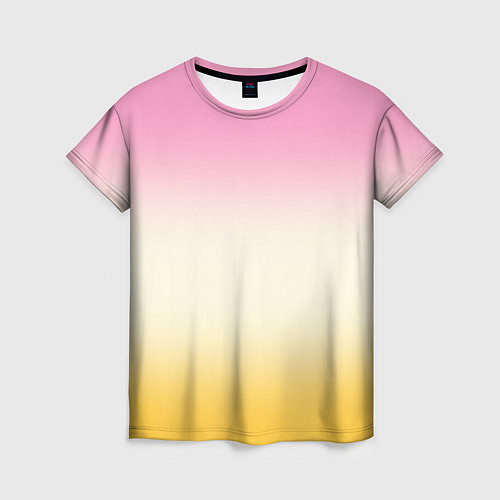 Женская футболка Розовый бежевый желтый градиент / 3D-принт – фото 1