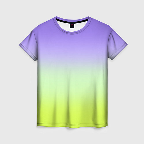 Женская футболка Фиолетовый мятный и желто-зеленый градиент / 3D-принт – фото 1