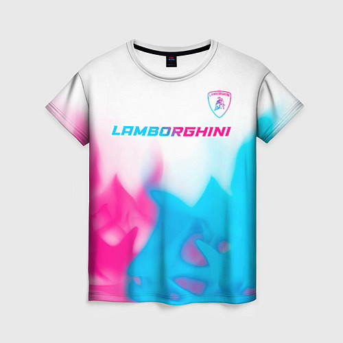Женская футболка Lamborghini neon gradient style посередине / 3D-принт – фото 1