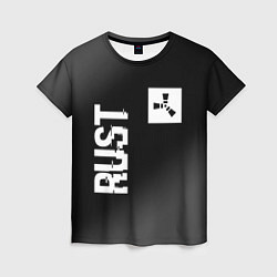 Женская футболка Rust glitch на темном фоне вертикально