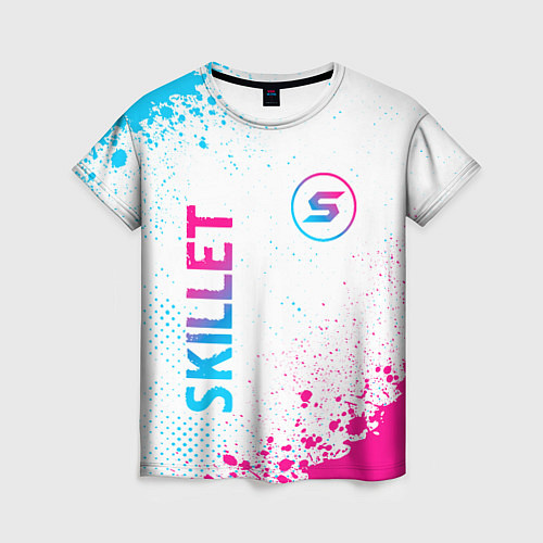 Женская футболка Skillet neon gradient style вертикально / 3D-принт – фото 1