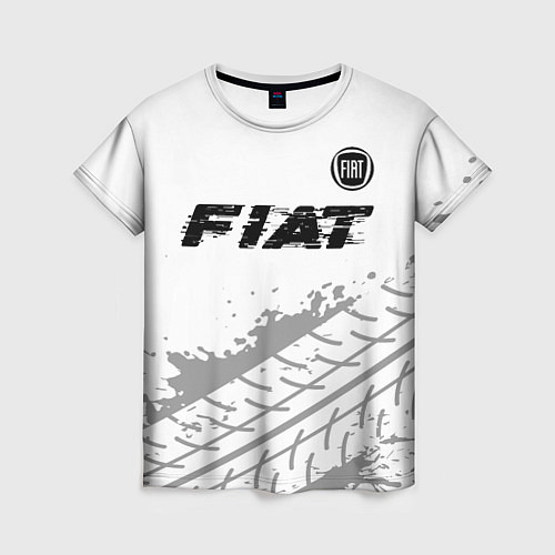 Женская футболка Fiat speed на светлом фоне со следами шин посереди / 3D-принт – фото 1