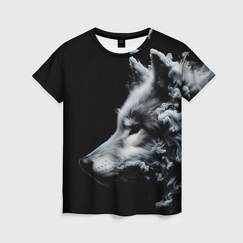 Женская футболка Дымный волк / 3D-принт – фото 1