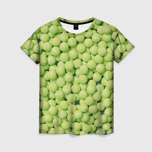 Женская футболка Много теннисных мячей / 3D-принт – фото 1