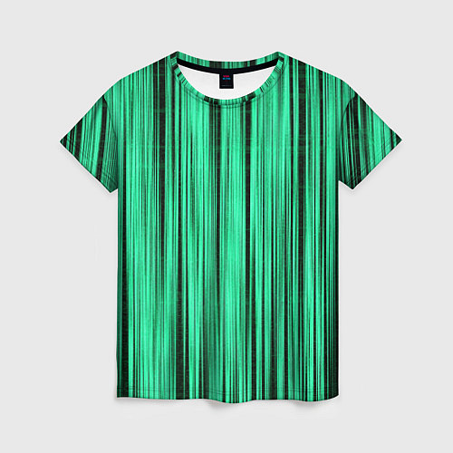 Женская футболка Абстракция полосы зелёные / 3D-принт – фото 1