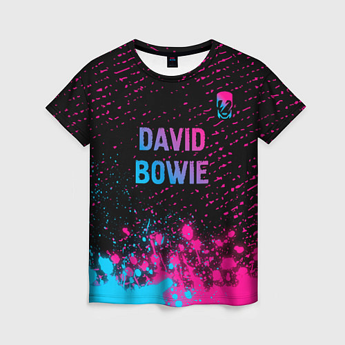 Женская футболка David Bowie - neon gradient посередине / 3D-принт – фото 1