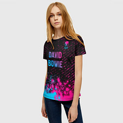 Футболка женская David Bowie - neon gradient посередине, цвет: 3D-принт — фото 2