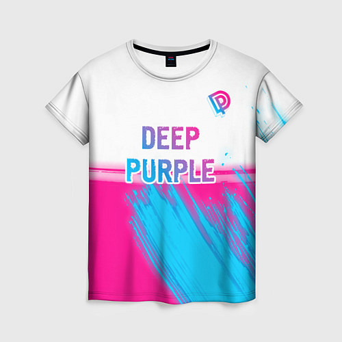 Женская футболка Deep Purple neon gradient style посередине / 3D-принт – фото 1