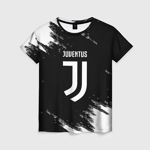 Женская футболка Juventus спорт краски черно белый / 3D-принт – фото 1