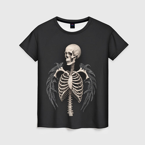 Женская футболка Необычный скелет с крыльями / 3D-принт – фото 1