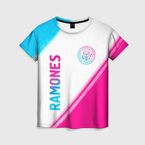Женская футболка Ramones neon gradient style вертикально / 3D-принт – фото 1