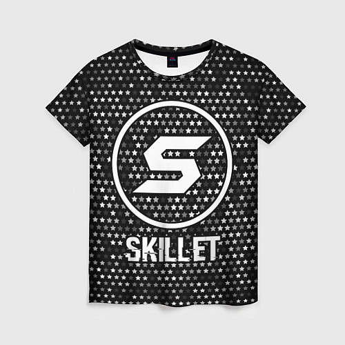 Женская футболка Skillet glitch на темном фоне / 3D-принт – фото 1