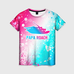 Футболка женская Papa Roach neon gradient style, цвет: 3D-принт