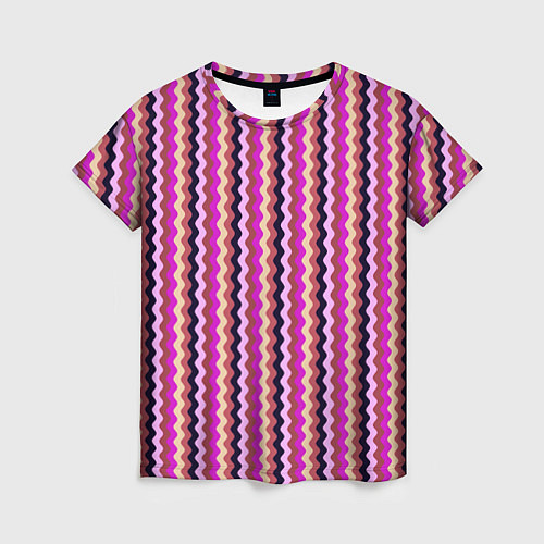 Женская футболка Тёмный розовы волнистый / 3D-принт – фото 1