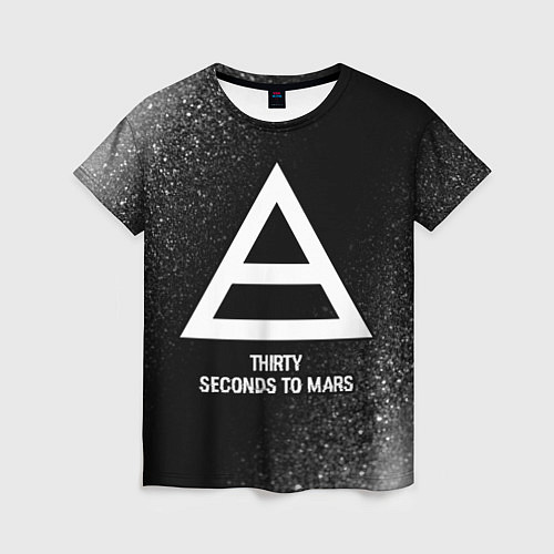 Женская футболка Thirty Seconds to Mars glitch на темном фоне / 3D-принт – фото 1