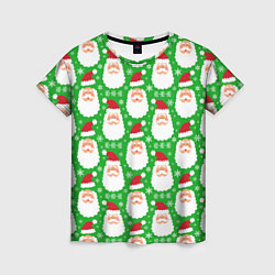 Женская футболка Дед Мороз на зеленом фоне