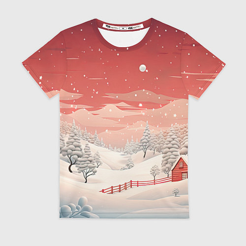 Женская футболка Завораживающий зимний пейзаж / 3D-принт – фото 1