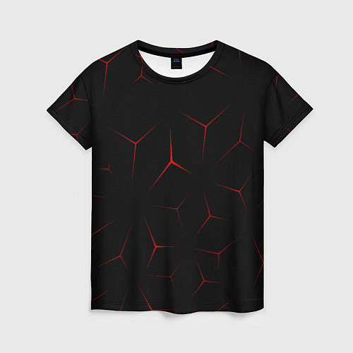 Женская футболка Красный кибер узор / 3D-принт – фото 1