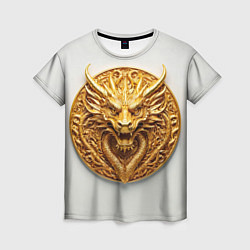 Футболка женская Нейросеть - золотой талисман дракона, цвет: 3D-принт