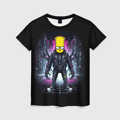 Женская футболка Cool Bart Simpson - cyberpunk - ai art / 3D-принт – фото 1