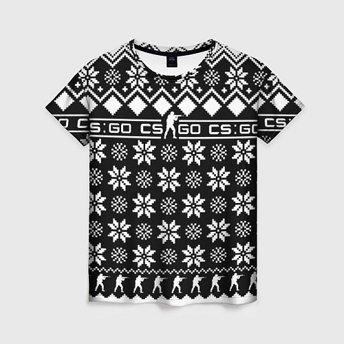 Женская футболка CS GO christmas sweater / 3D-принт – фото 1