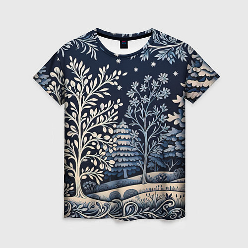 Женская футболка Ледяные узоры нового года / 3D-принт – фото 1