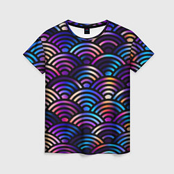 Женская футболка Разноцветные волны-чешуйки
