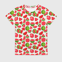 Футболка женская Нарезанный арбуз, цвет: 3D-принт